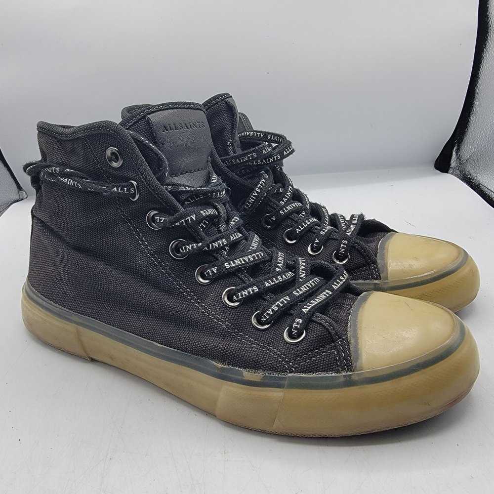 All Saints Jaxon High Mens 8 Black High Top Canvas Sneakers Shoes Trainers